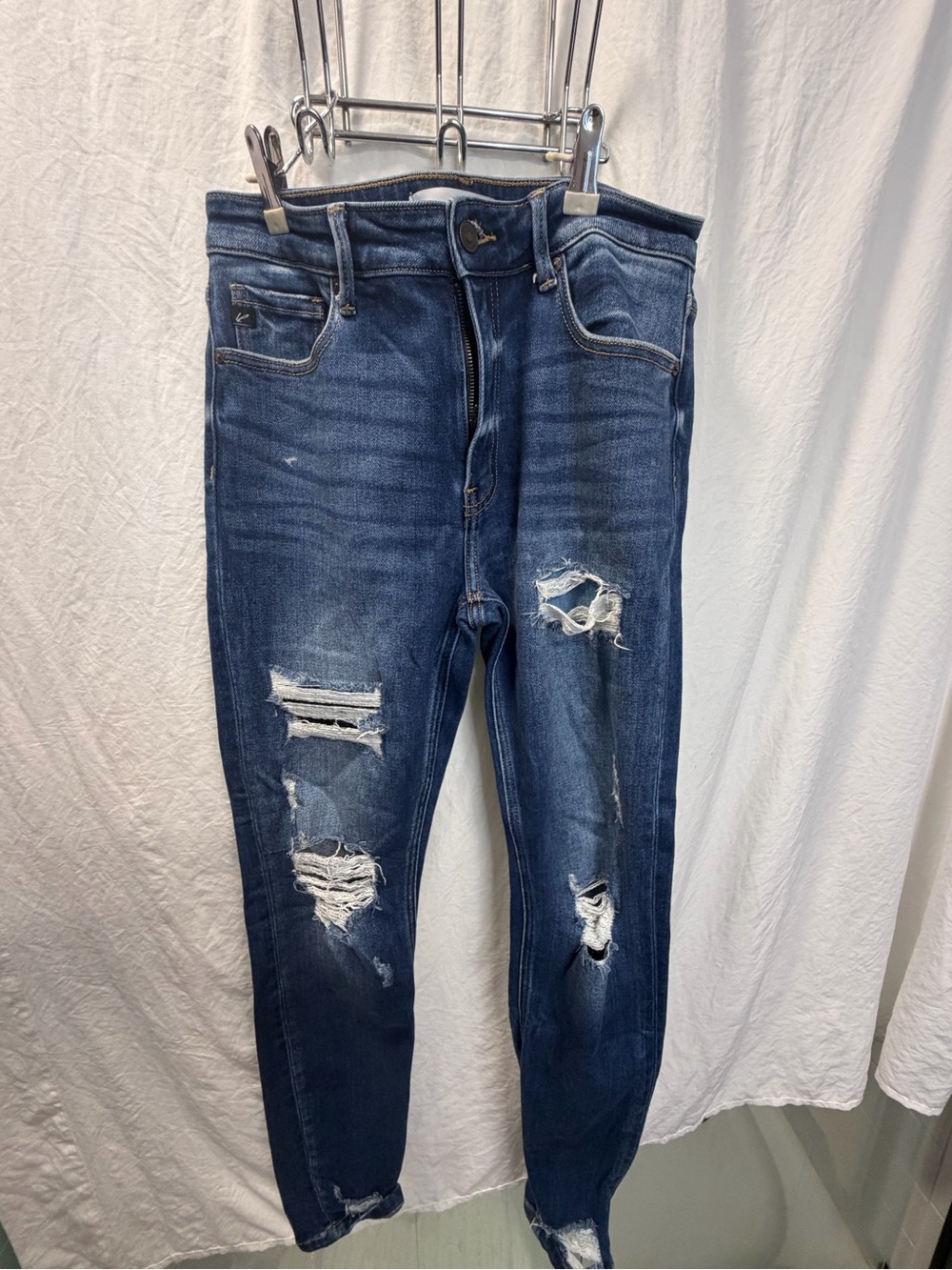 KanCan Women’s  Dark Blue Distressed Slim Jeans